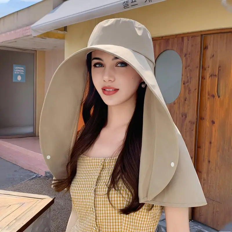 Stylish Large Brim Sunscreen Beach Hat for Ladies
