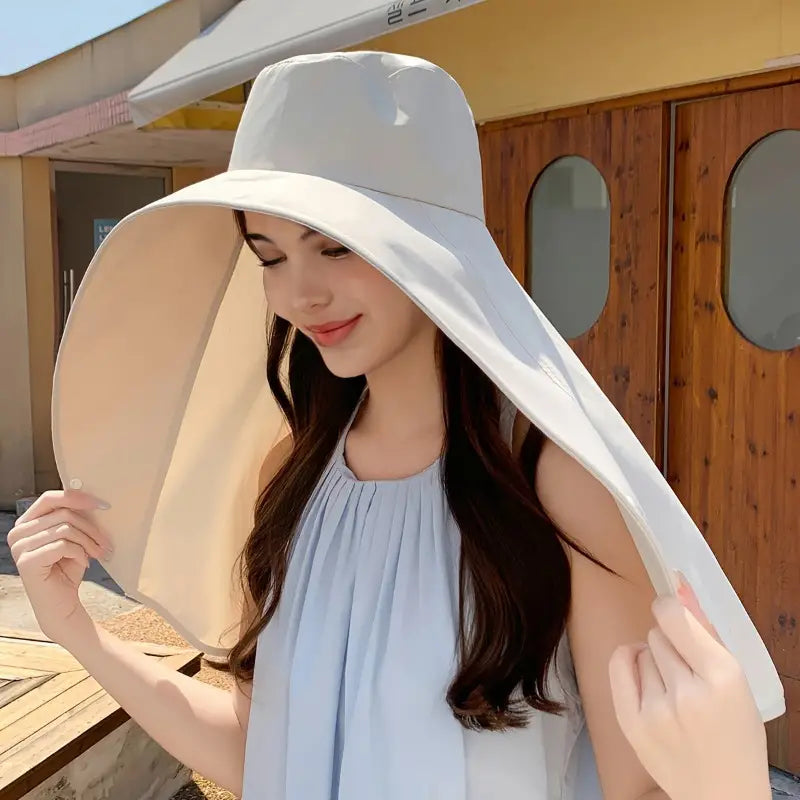 Stylish Large Brim Sunscreen Beach Hat for Ladies - Luxicro