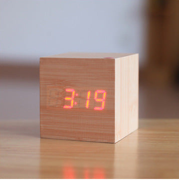 Intelligent Wood LED Digital Clock with Voice Control