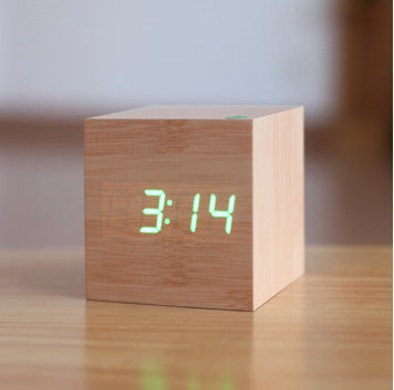 Intelligent Wood LED Digital Clock with Voice Control