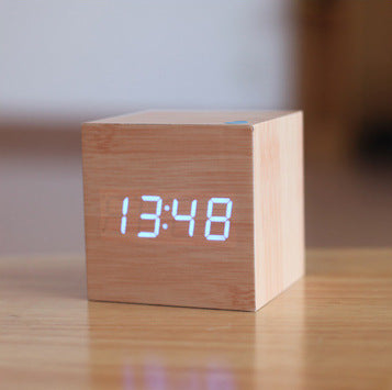 Intelligent Wood LED Digital Clock with Voice Control