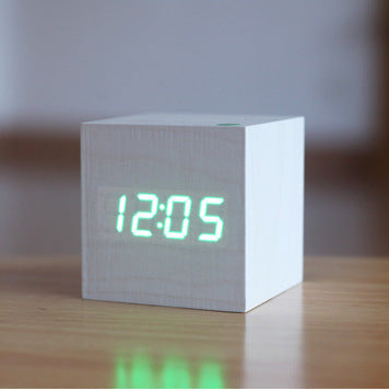Intelligent Wood LED Digital Clock with Voice Control