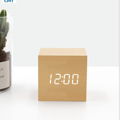 Intelligent Wood LED Digital Clock with Voice Control