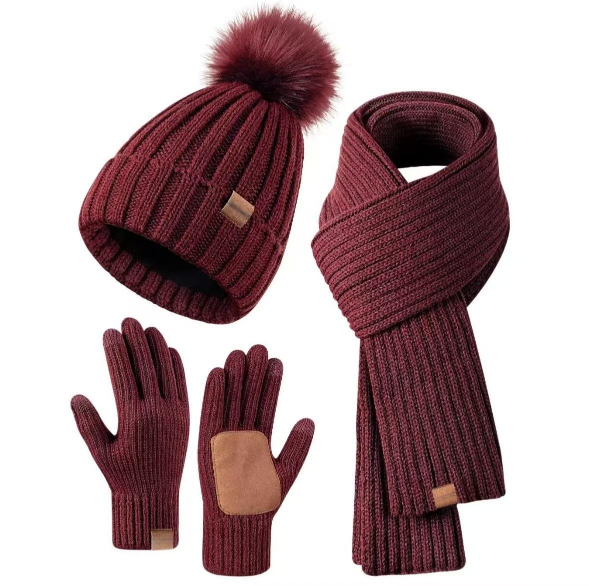 Cozy Cold Weather Knit Beanie Scarf Gloves Set