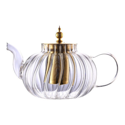 Insulated Striped Stainless Steel Tea Infuser Teapot - Luxicro
