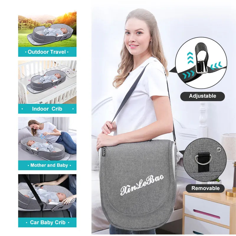 Portable Baby Travel Cot with Net and Carry Bag