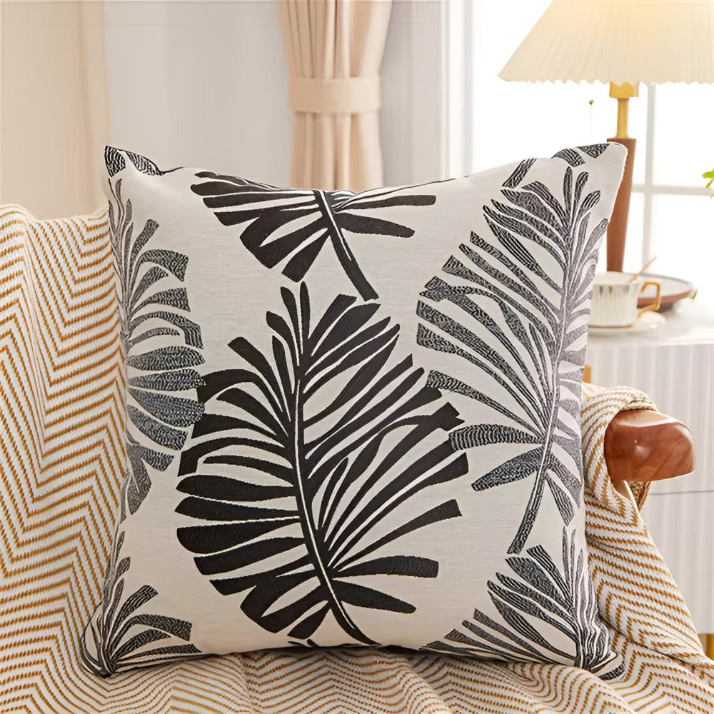 Shiny Leaf Pattern Pillow Cover