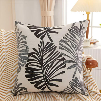 Shiny Leaf Pattern Pillow Cover