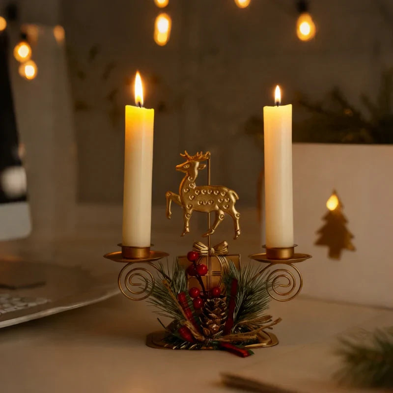 Warm Festive Metal Candle Holder