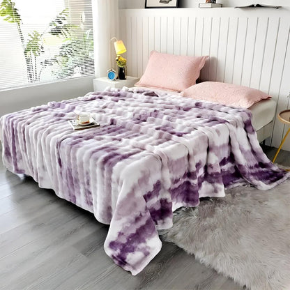 Colorful Swirl Faux Fur Throw Blanket