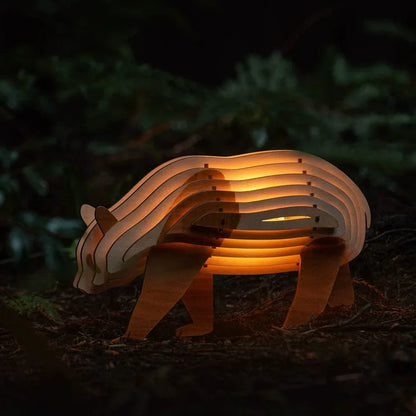 Rustic Wood Animal Desk Light