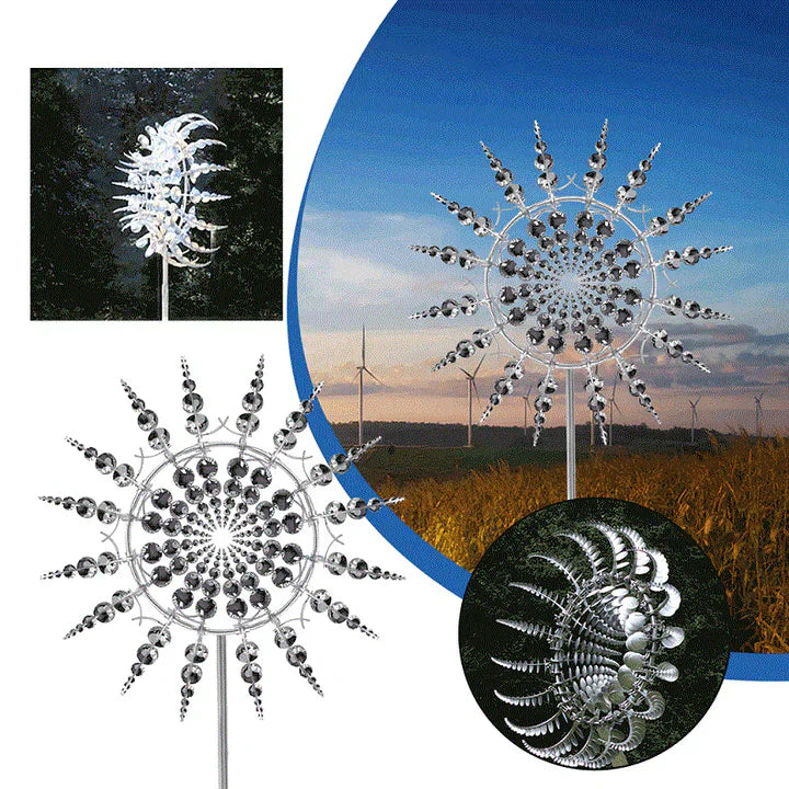 Silver Outdoor Windmill Garden Decoration
