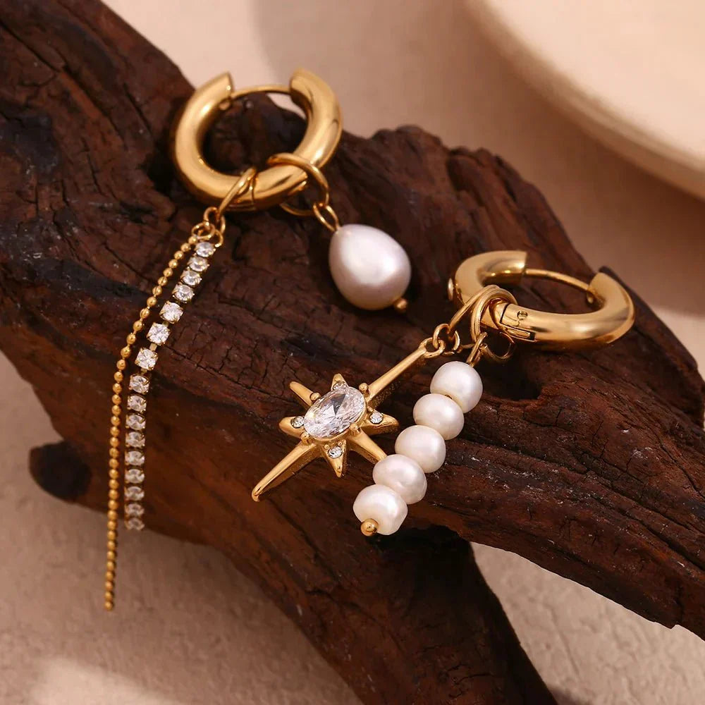 Elegant White Diamond Hanging Earrings