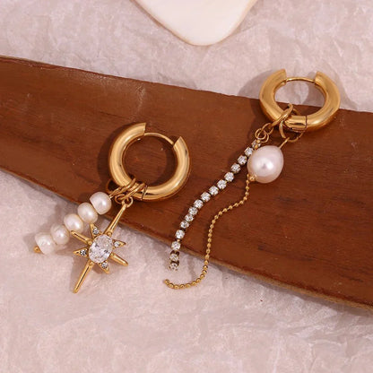 Elegant White Diamond Hanging Earrings