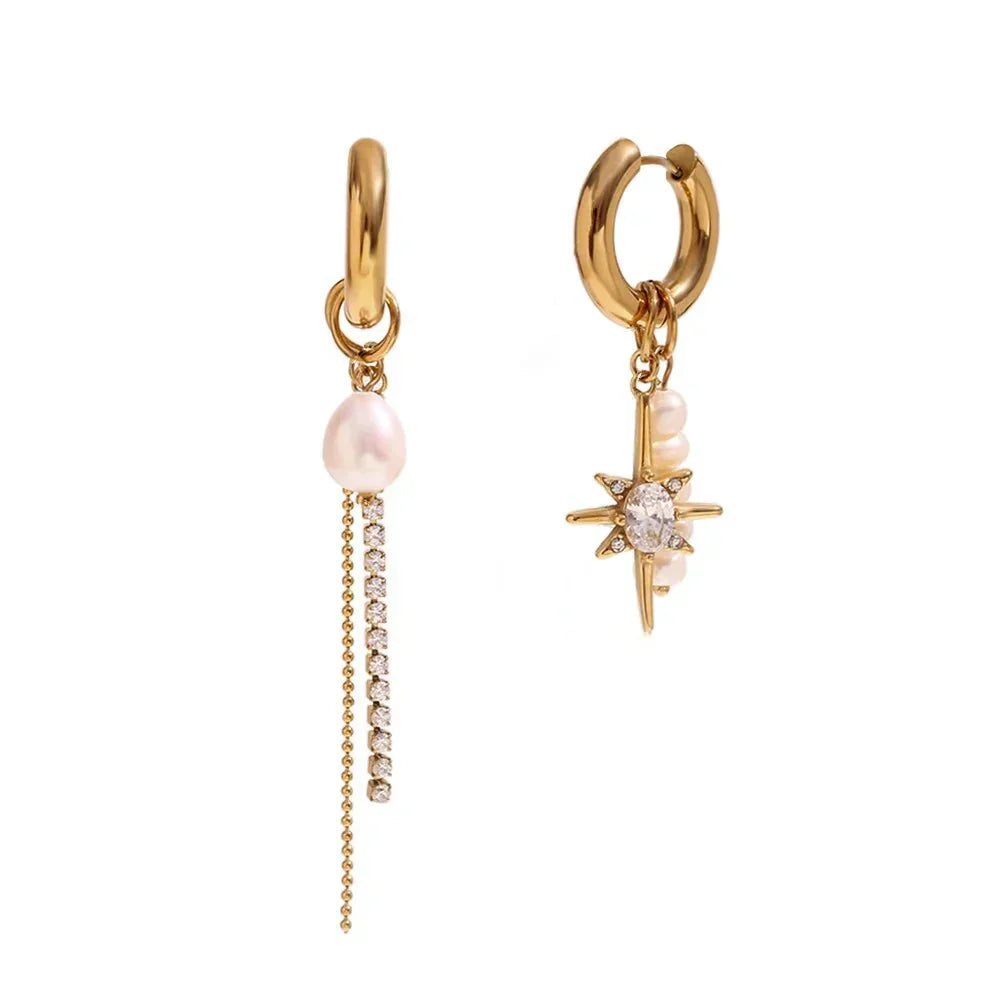 Elegant White Diamond Hanging Earrings