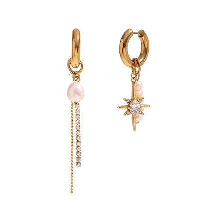 Elegant White Diamond Hanging Earrings