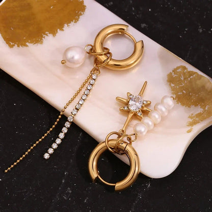 Elegant White Diamond Hanging Earrings