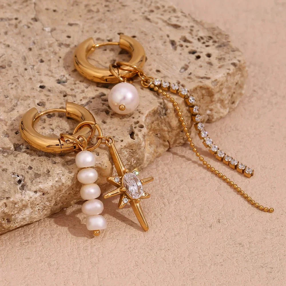 Elegant White Diamond Hanging Earrings