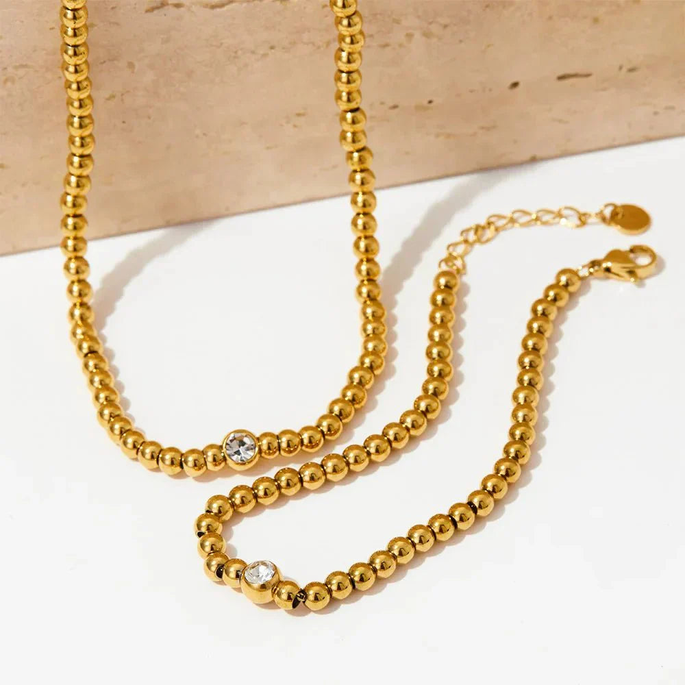 Sparkling Diamond Beaded Jewelry Set