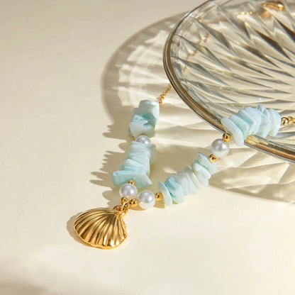 Beachy Chic Seashell 18k Gold Pendant Necklace - Luxicro