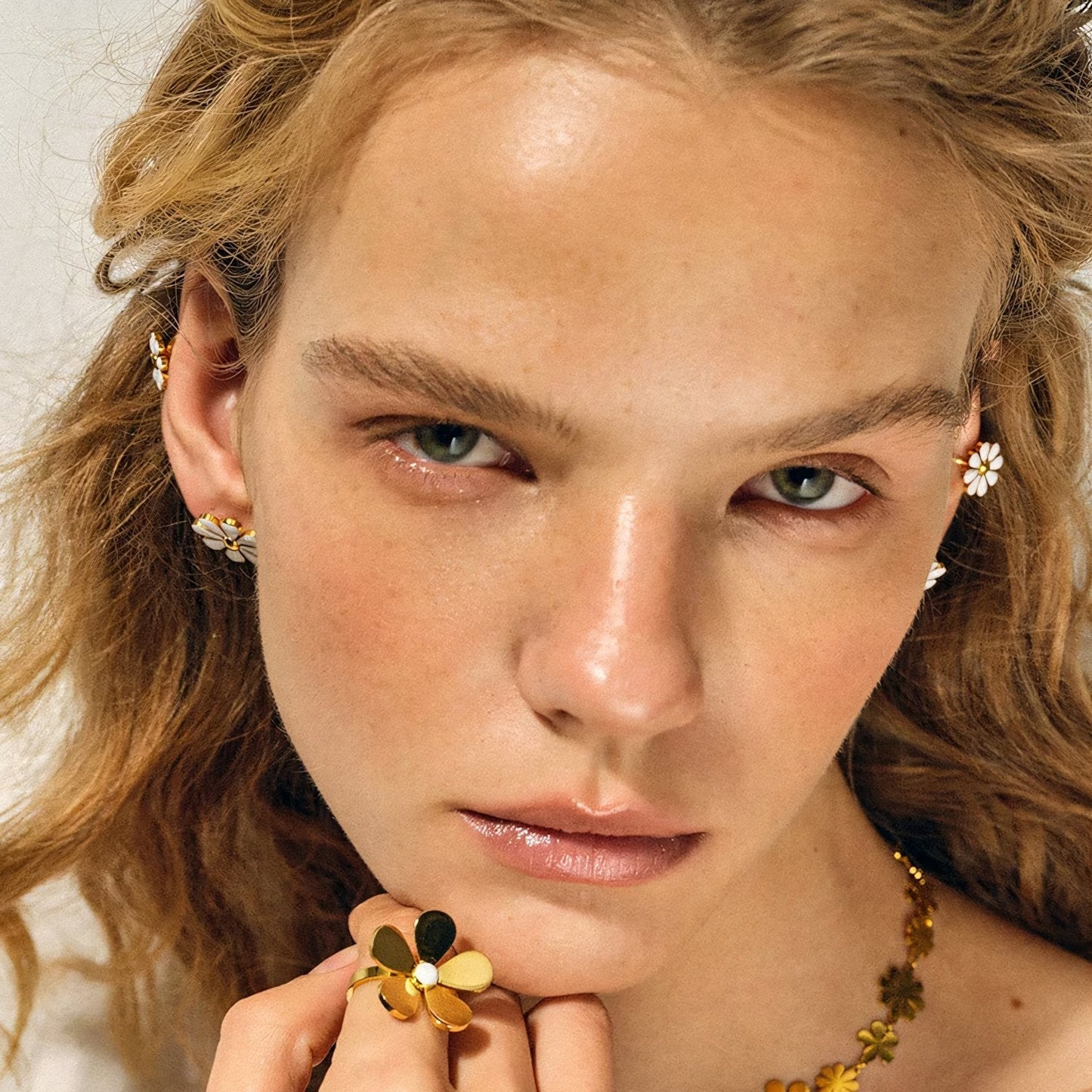 Dainty Rose Gold Floral Earrings