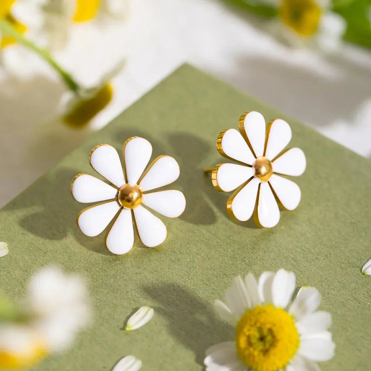 Dainty Rose Gold Floral Earrings