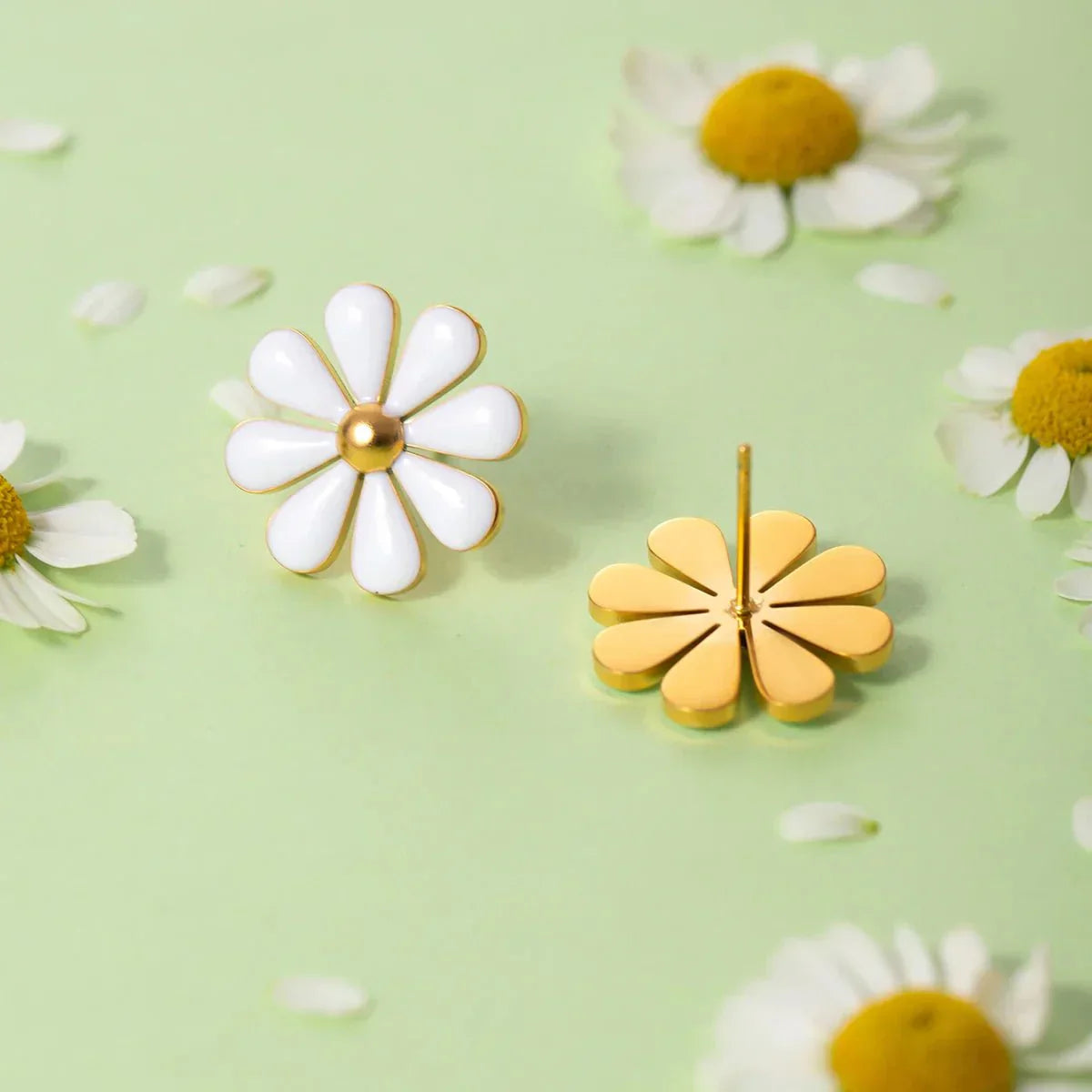 Dainty Rose Gold Floral Earrings
