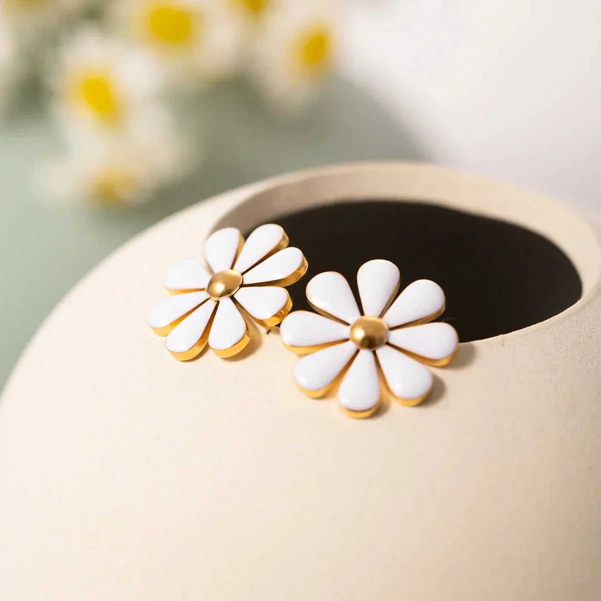 Dainty Rose Gold Floral Earrings