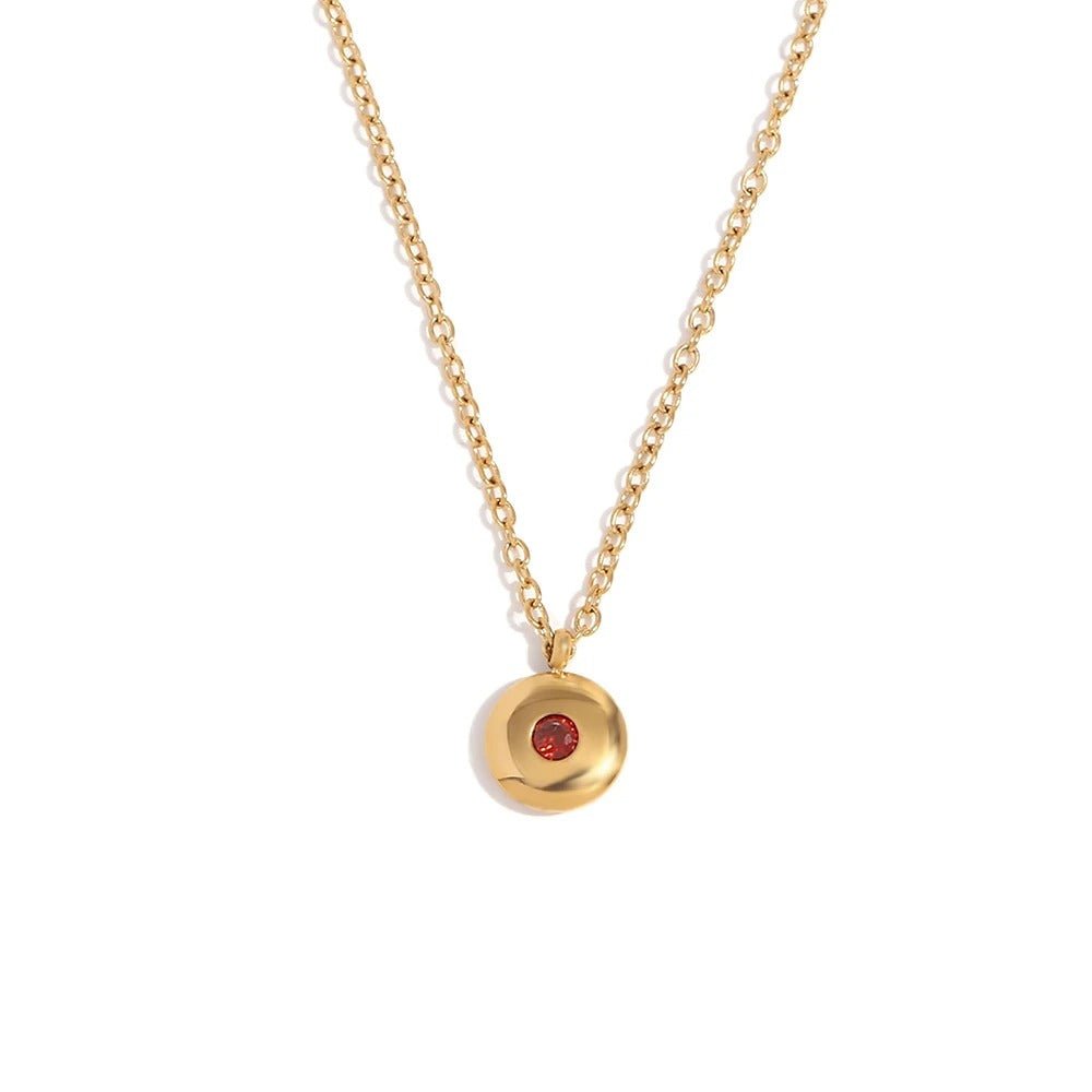 Dainty 18k Gold Birthstone Necklace Charm - Luxicro
