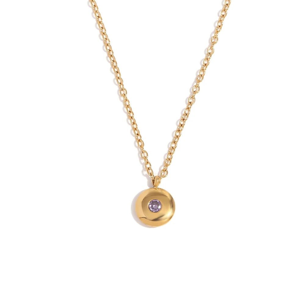 Dainty 18k Gold Birthstone Necklace Charm