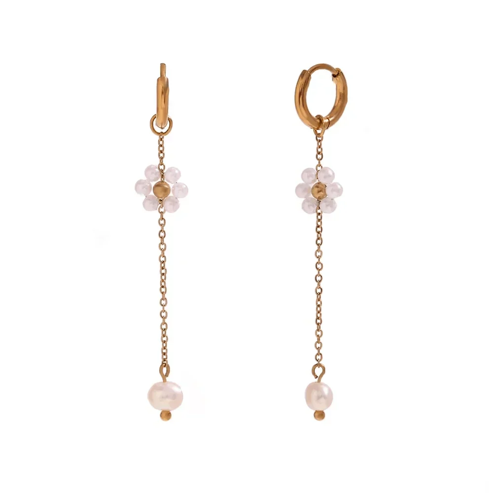 Elegant Rose Gold Pearl Dangle Earrings