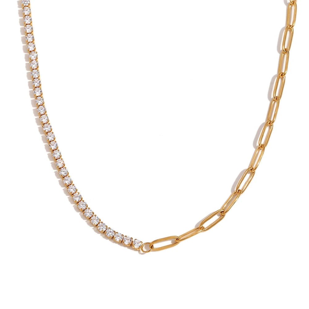 Metallic Chain Paperclip Pendant Necklace Set - Luxicro