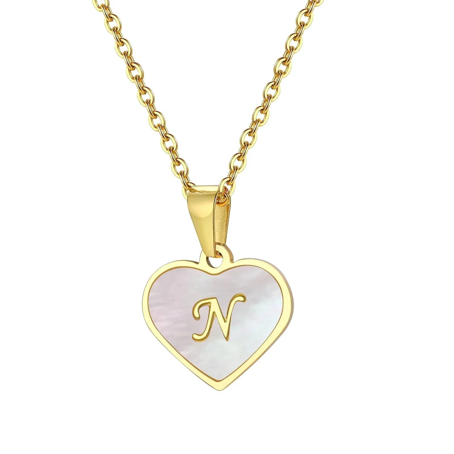 Custom Engraved 18k Gold Pearl Heart Necklace