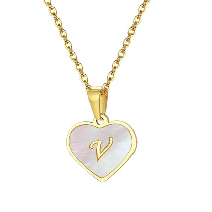 Custom Engraved 18k Gold Pearl Heart Necklace