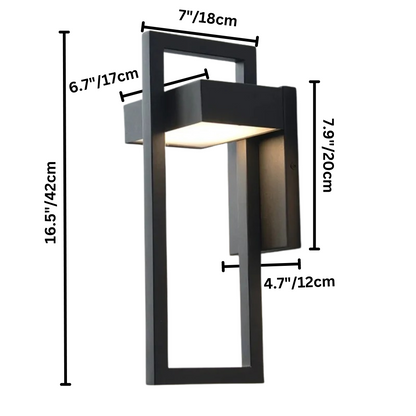 Contemporary Weatherproof Black Metal Wall Lamp