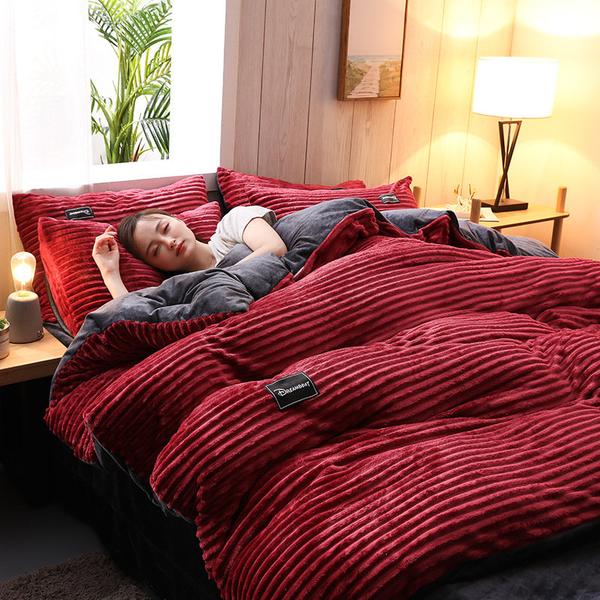 Plush Corduroy Soft Velvet Bedding Set