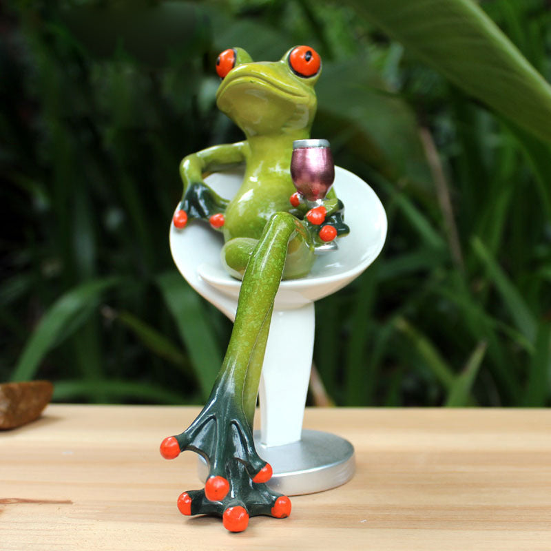 Colorful Garden Frog Figurine Decor