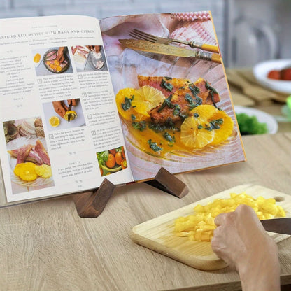 Rustic Wooden Recipe Book Stand with Adjustable Height