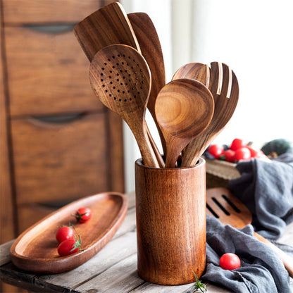 Rustic Wooden Kitchen Utensil Set