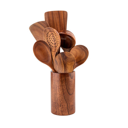 Rustic Wooden Kitchen Utensil Set