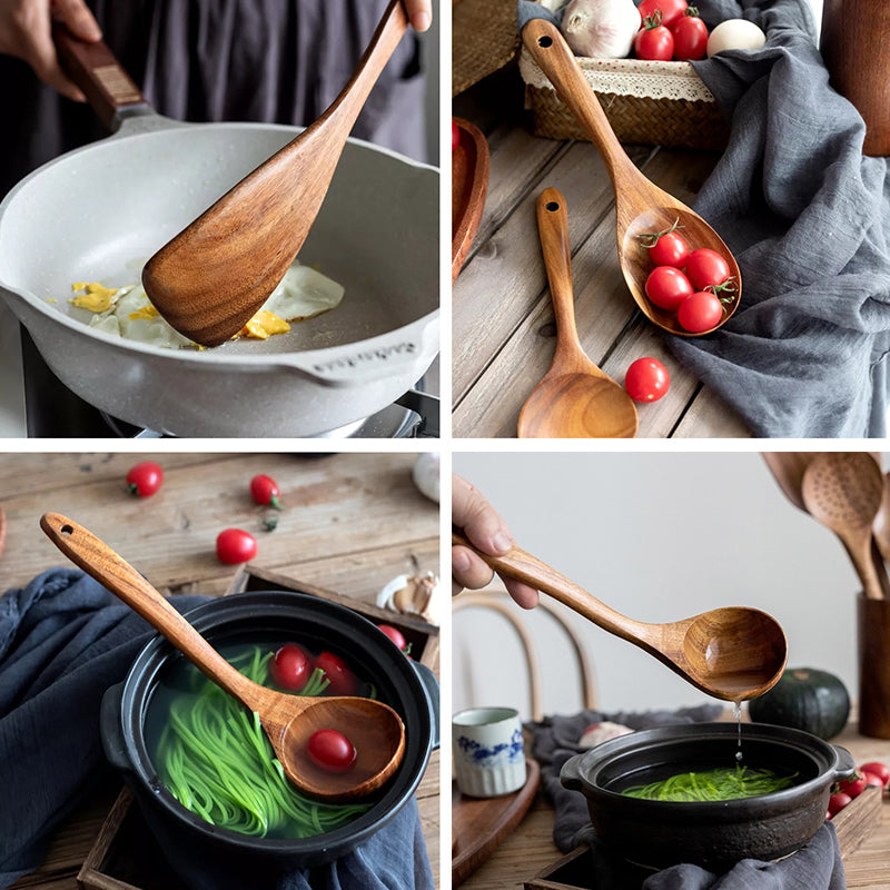 Rustic Wooden Kitchen Utensil Set