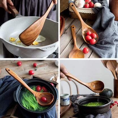 Rustic Wooden Kitchen Utensil Set