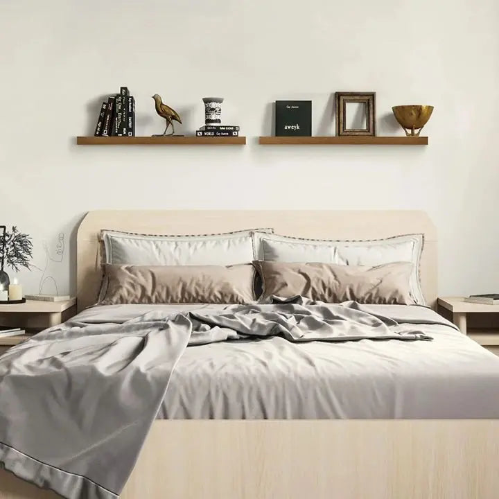 Rustic Wooden Wall Mounted Shelves - Space Saving