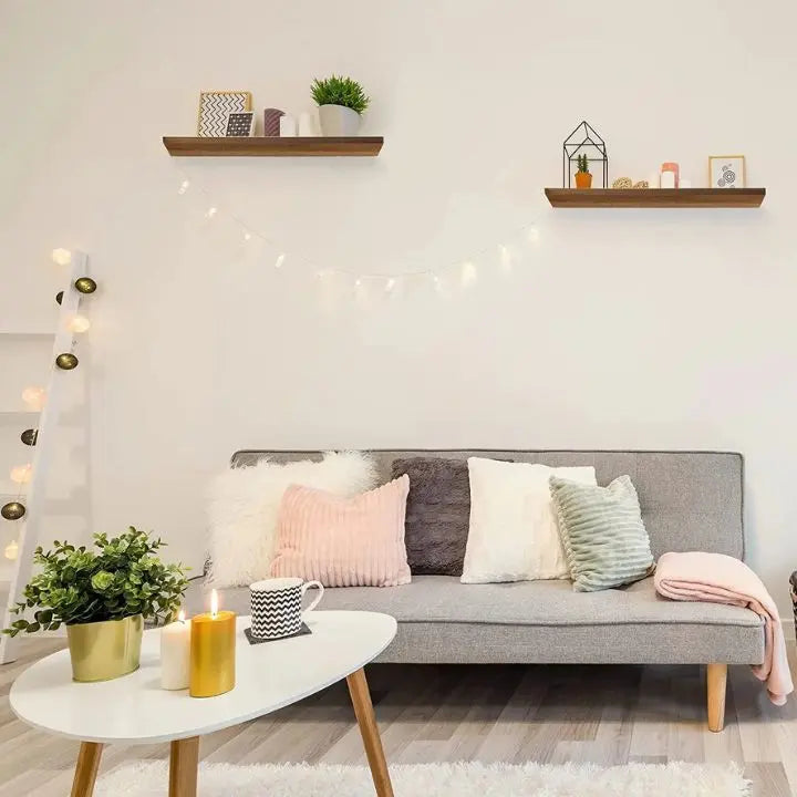 Rustic Wooden Wall Mounted Shelves - Space Saving
