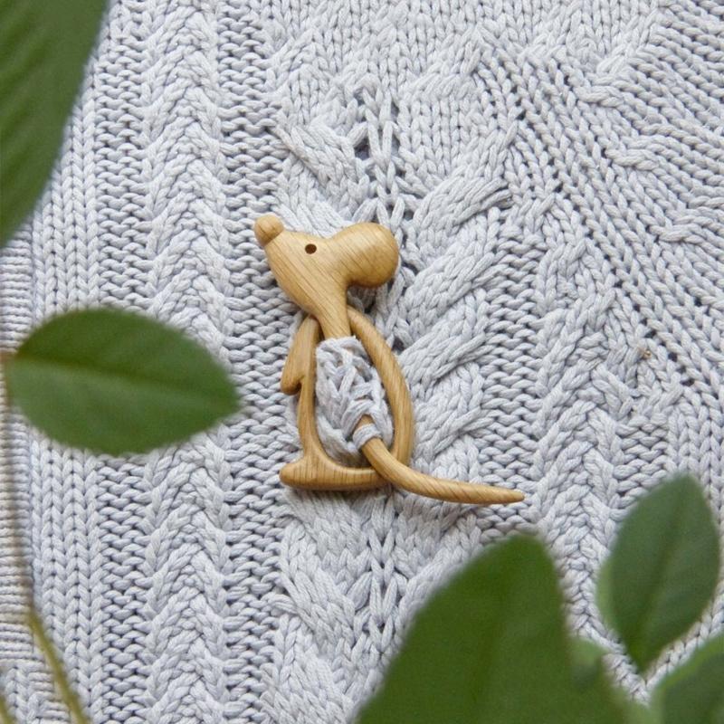 Adorable Wood Animal Brooch Pin