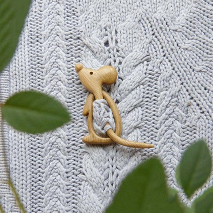 Adorable Wood Animal Brooch Pin