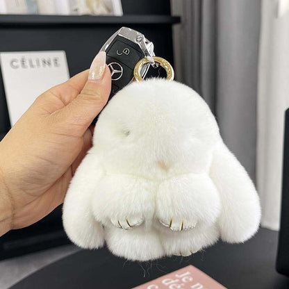 Cute Bunny Pom Pom Keychain Set
