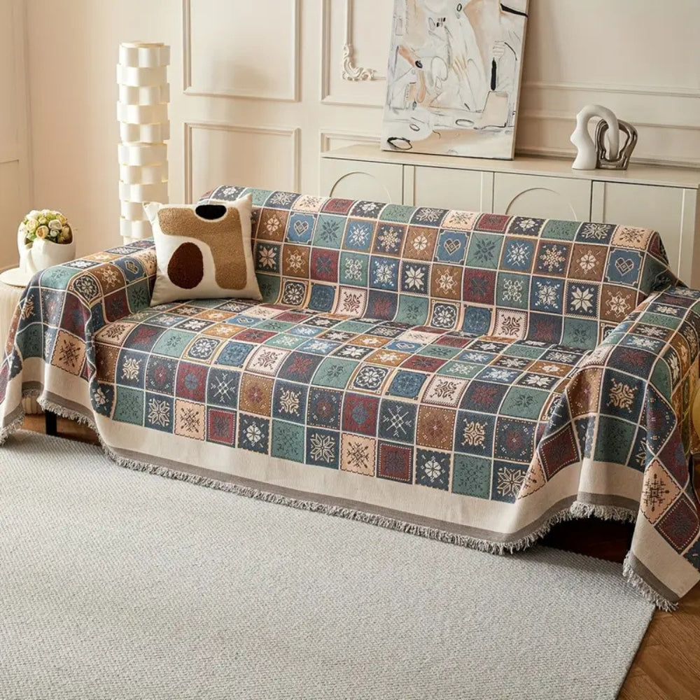 Cozy Bohemian Knit Sofa Slipcover