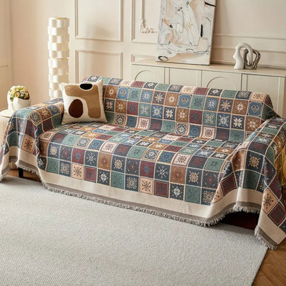Cozy Bohemian Knit Sofa Slipcover