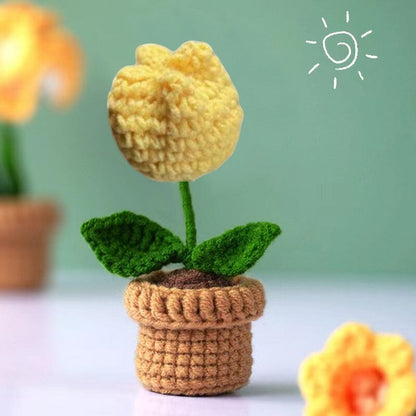 Colorful Hand Knit Flower Decor